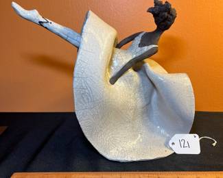 A121 - $350. Donna McCarthy-Jensen : Raku Sculpture Ballerina. Measures 11" x 9.5" tall