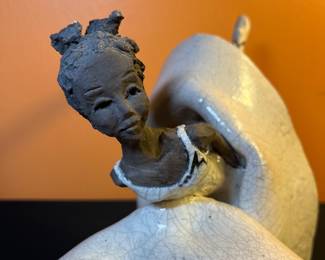 A121 - $350. Donna McCarthy-Jensen : Raku Sculpture Ballerina. Measures 11" x 9.5" tall