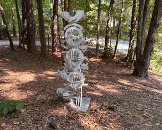 A658 - $3,000. "Cassiopeia". David Sheldon. 2016. Cassiopeia is part of the ‘Skyworks’ series of sculptures. Steel Without Stand. Please be prepared to move. Measures 36in, Height: 76in, Depth: 24in