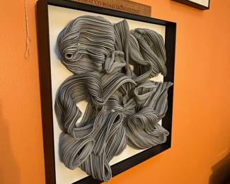 A346 - $750. Amber Marshall : B&W Glass (?) ribbons. Measures 16" x 16". 