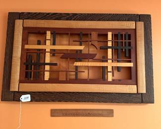 A109 - $300. Barry Middleton: Wood Plaque. Measures 29.5" x 18". 
