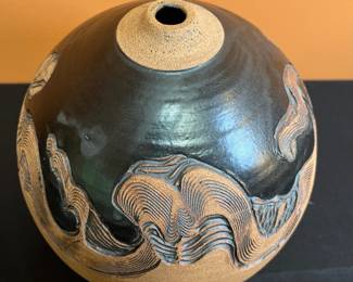 A468 - $50. Kathleen LeSueur. Vessel - Designed to be a lamp. Measures 7.5" x 10" tall. 