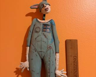 A154 - $125. Nancy Kubale-Vicker: Ceramic Mixed Media Wall Sculpture. Rutherford County, NC. Measures 6" x 26" tall. 