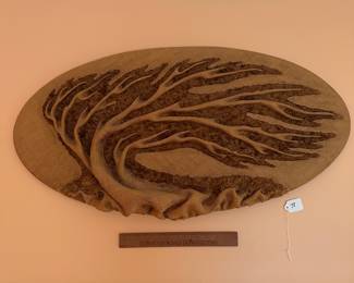 A78 - $125. Roger Bishop: Burlap Tree Wall Hanging. Measures 36" x 19". 