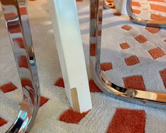 F12 - $195. Crate & Barrel Ypsilon Dining Table. 42" round table x 29.5" tall. Chairs are very worn. Table has been used but is sturdy!