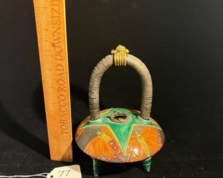 A77 - $125. Kelly Torche: Ceramic Butterfly Vessel. Measures 5.5" x 7.5" tall. 