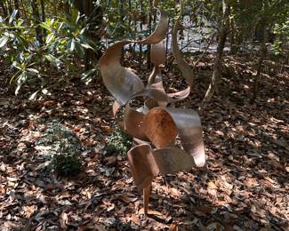A652 - $550. Mike Roig. Signed MR 2008. "Hippogryph"  Fabricated Steel Sculpture. You must plan to remove. Measures approx. 50"w x 57" tall