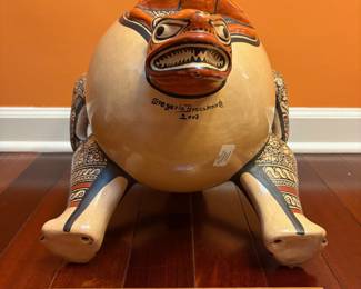 A107 - $300. Gregorio Bracamonte - Nicaragua Jaguar Pottery Floor Vase. Measures 