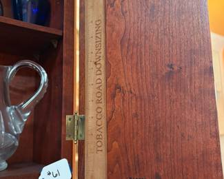 A61 - $175. R. J. Arnold: Burled Wood Curio Cabinet. Measures 19" x 7.75" x 19.5" tall. 