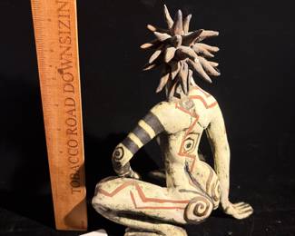 A27 - $40. Karen Scholomberg : "Windchild" Sculpture. AS IS. Leg has been repaired. Measures 5.5" x 9.5" tall. 