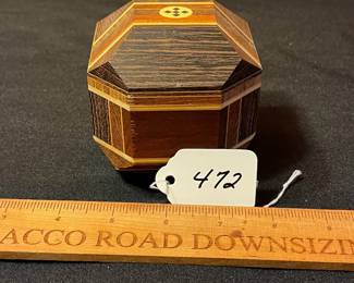 A472 - $35. Solid Wood Block - Geometric Paperweight. Measures 3.25" x 3.25" x 4" tall. 