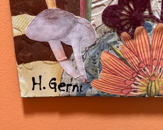 A306 - $125. Heather Genri : "Hemophradite" Collage. Measures 14.25" x 48". 