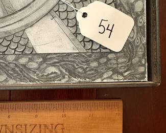 A54 - $225. Erik Bright. Sgraffito Tile "Bird Dream". Measures 14" x 11". 