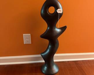 A290 - $350. Mark Elliott: "SENTINEL" Abstract, Black Ceramic Sculpture.Measures 11.5" x 30.5" tall. 