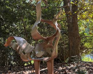 A652 - $550. Mike Roig. Signed MR 2008. "Hippogryph"  Fabricated Steel Sculpture. You must plan to remove. Measures approx. 50"w x 57" tall