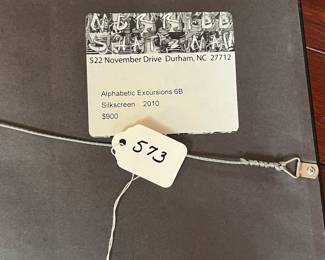 A573 - $250. Merrill Shatzman. Alphabetic Excursions 6B. Silkscreen. Measures 21.5" x 26.5". 