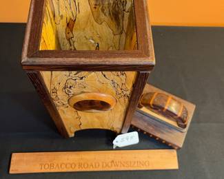 A595 - $225. Timothy McCune Wooden Box. Measures 2.5"w  x 4.25"d x 14" tall