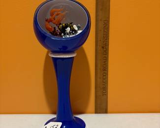 A152 - $500. Peter Muller and Joe Peters: Flame and Fury: Fish In Globe. Measures 5" x 4" x 12" tall. 