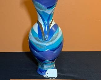 A513 - $30. Signed SGK? Pottery Vase. Measures 5.5" x 13" tall. 