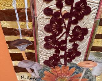 A306 - $125. Heather Genri : "Hemophradite" Collage. Measures 14.25" x 48". 