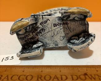 A153 - $125. Jim Stewart Teapot: Raku Gallery. Measures 7" x 2.5" x  10.5" tall. 