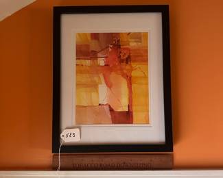 A583 - $25. G. Davenport : Orange Watercolor Abstract. Measures 12" x 15". 