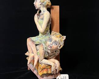 A633 - $85. Girls on an Ottoman - no signature. Measures 7.5" x 5" x 14.25" tall. Leg & Finger have been repaired. 