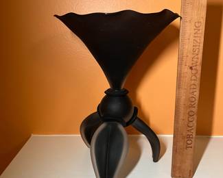 A123 - $100. Stephan Cox: Black Glass Bowl. Measures 7.75" x 10.5" tall. 