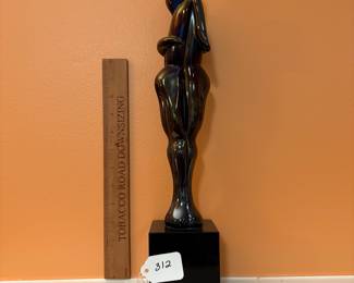 A312 - $325. Rossi: Signed Murano Glass "Two Lovers". Measures  3.25" x 3.25" x 17" tall. 