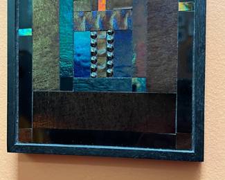 A81 - $225. "Thomas Meyers Studios: Iridescent Dichroic Laminated Art Glass Mosaic Mirror Wall Panel "