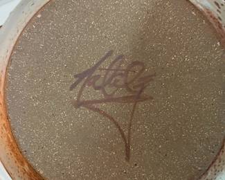 A482 - $40. Bowl with Handles - Signed Nataley / Natalie. Measures 11" x 9" x 3" tall. 