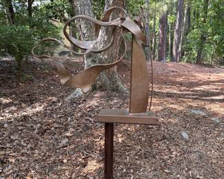 A651 - $750. Signed MR 2008 - Mike Roig. "Testament" Fabricated Steel Sculpture. You must plan to remove. Measures approx. 46"w x stands 60" tall