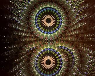 A89 - $125. Mark Reynold's: 12" Kaleidoscope with Inlaid Wood. Measures 11.5" x 4.74" tall. 