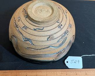 A529 - $40. Kathleen-LeSueur. Signed Pottery Bowl. Measures 8" x 4" tall. 
