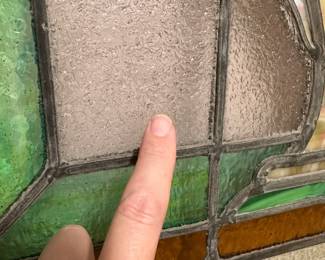 A676 - $195. Large Stained Glass Panel. Measures 32" x39". One small crack in a small panel. 