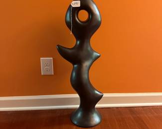 A290 - $350. Mark Elliott: "SENTINEL" Abstract, Black Ceramic Sculpture.Measures 11.5" x 30.5" tall. 