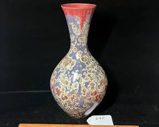 A640 - $60. Robert Hessler - Crystalline Studio Pottery. Measures 12" tall. 