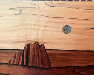 A561 - $400. T. Breeze VerDant inlaid wall sculpture. Measures 23" x 11.5". 