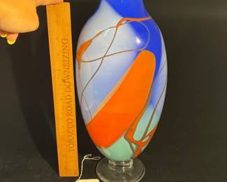 A116 - $140. Robinson Scott : Multicolored glass vase. Measures 6" x 13" tall. 