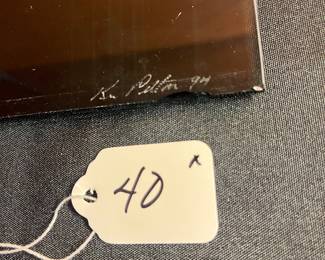 A40 - $75. Pellar Designs: Etched Glass Anazazi Design. Measures 9.4" x 3" x 14" tall. 