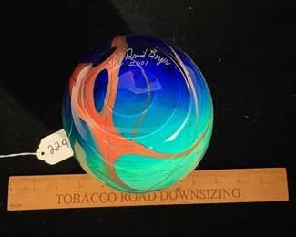 A229 - $225. Hal Berger : Glass Vase. Measures 4.5" x 9" tall. 