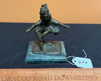 A622 - $40. After Alfred Barye Small Bronze Sculpture Children Playing Leapfrog