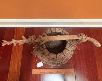 A19 - $60. Samuel Yao: Natural Woven Basket. Ann Arbor, MI. Measures 22" x 11.5" tall. 