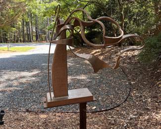 A651 - $750. Signed MR 2008 - Mike Roig. "Testament" Fabricated Steel Sculpture. You must plan to remove. Measures 