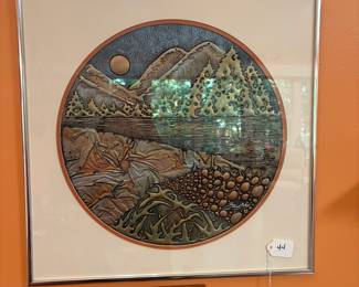 A44 - $175. Joel Zaretsky: Mixed Media Metallic Painting. 