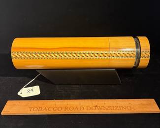 A89 - $125. Mark Reynold's: 12" Kaleidoscope with Inlaid Wood. Measures 11.5" x 4.74" tall. 