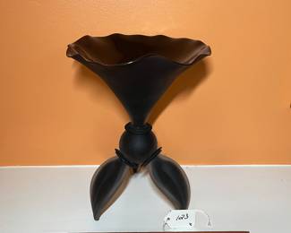A123 - $100. Stephan Cox: Black Glass Bowl. Measures 7.75" x 10.5" tall. 