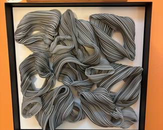 A346 - $750. Amber Marshall : B&W Glass (?) ribbons. Measures 16" x 16". 