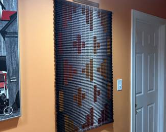 A170 - $145. HANG-UPS: FIBER WALL HANGING: WOOL AND MOHAIR. Measures 26.5" w x 46" tall