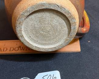 A506 - $20. Unsigned Pottery Pitcher. Measures 6.5" x 6.75" tall. 